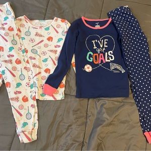 Carter’s Girls Pajamas Long Sleeve Leggings Sporty Soccer Polka-Dots